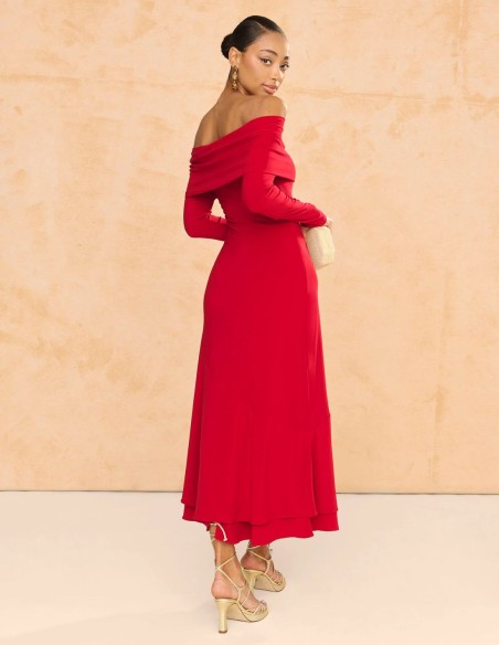 copy of Terracotta color crepe satin long dress with long cape