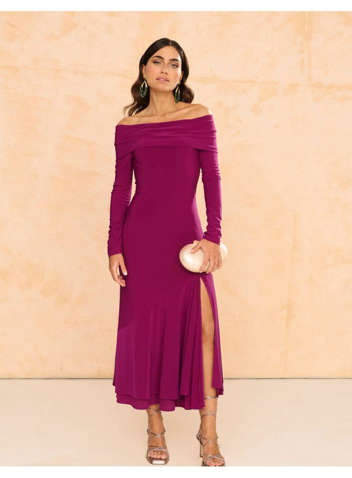 copy of Terracotta color crepe satin long dress with long cape