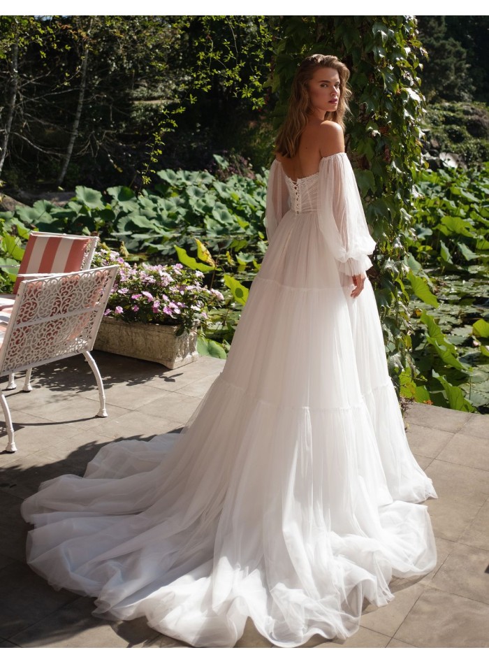 Long wedding dress with corset and long...