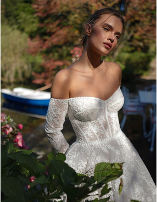 Vestido largo de novia marfil 2