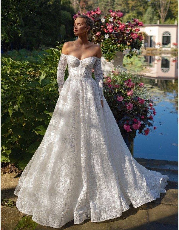 Vestido largo de novia marfil