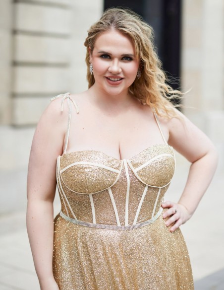 Vestido largo de fiesta con corse y tirantes Vestido largo de fiesta con corse y tirantes