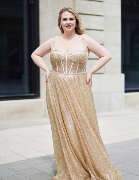 Vestido largo de fiesta oro brillante Vestido largo de fiesta oro brillante