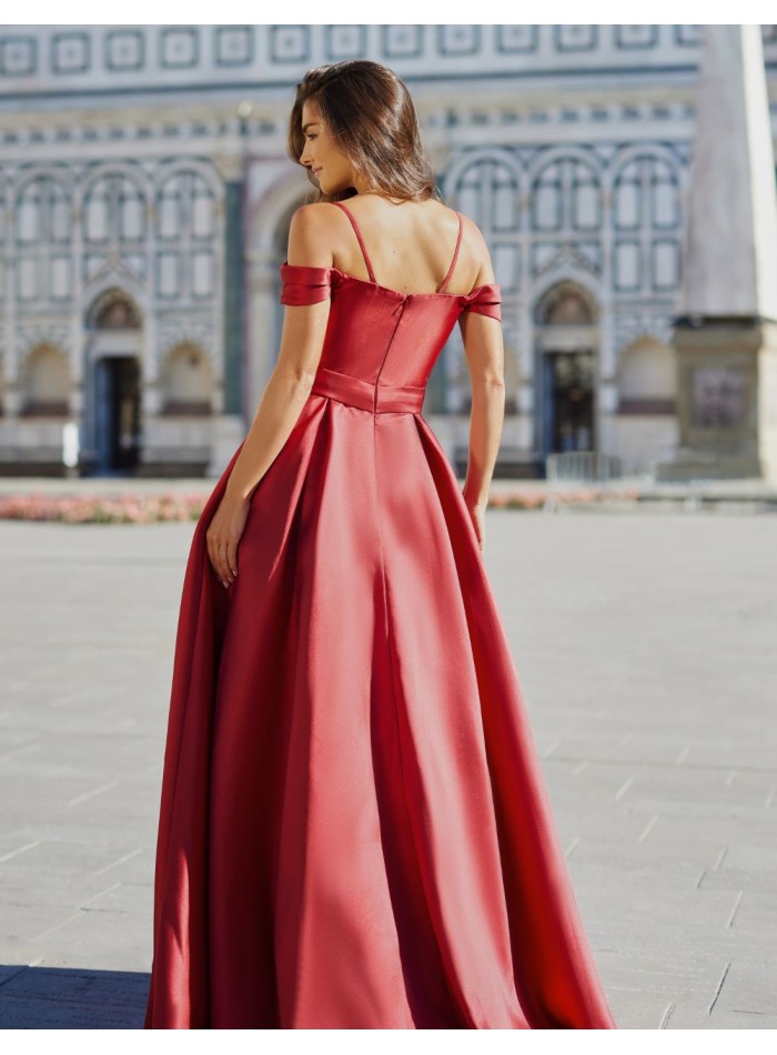 Vestido de fiesta largo rojo para damas de honor