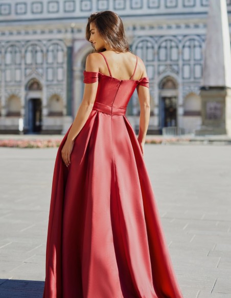 Vestido de fiesta largo rojo para damas de honor