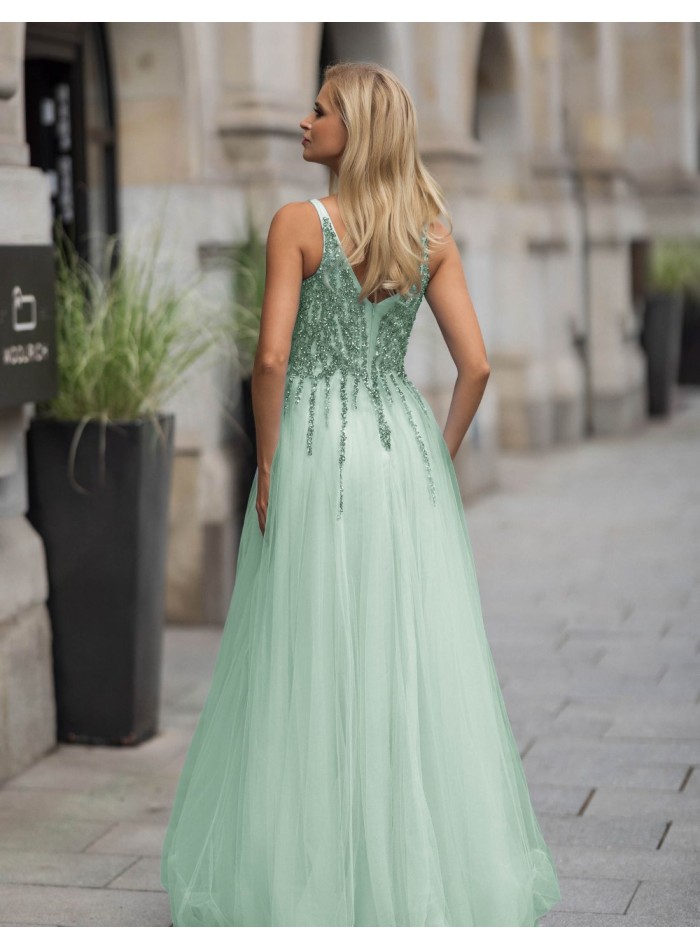 Robe de soirée longue avec jupe en tulle et...