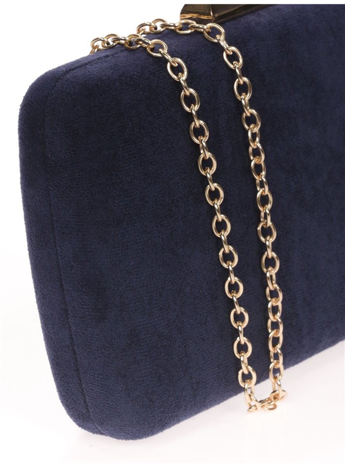 Bolso de mano de antelina con cadena en azul marino