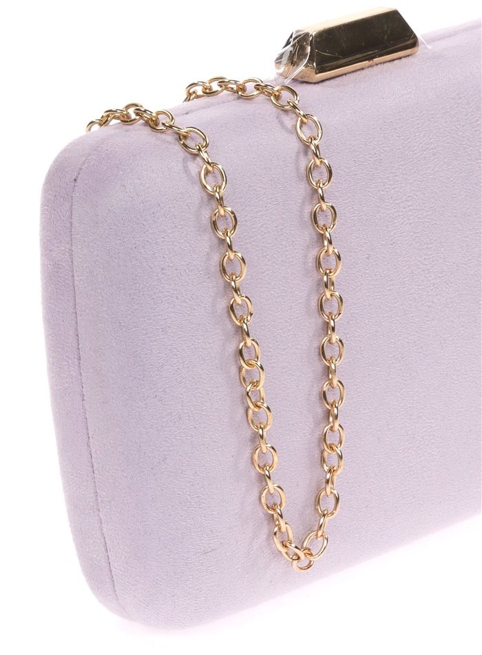 Bolso de mano de antelina con cadena de color lila