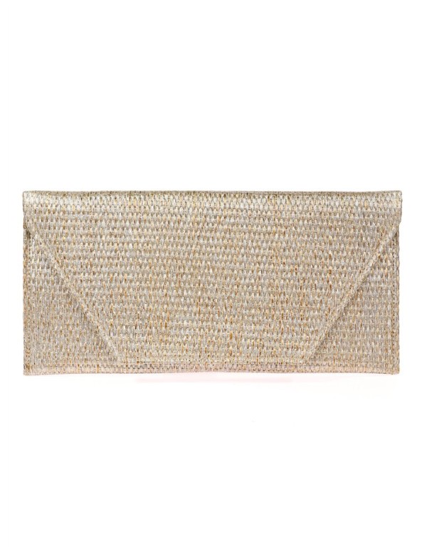 Cartera de fiesta de rafia rectangular