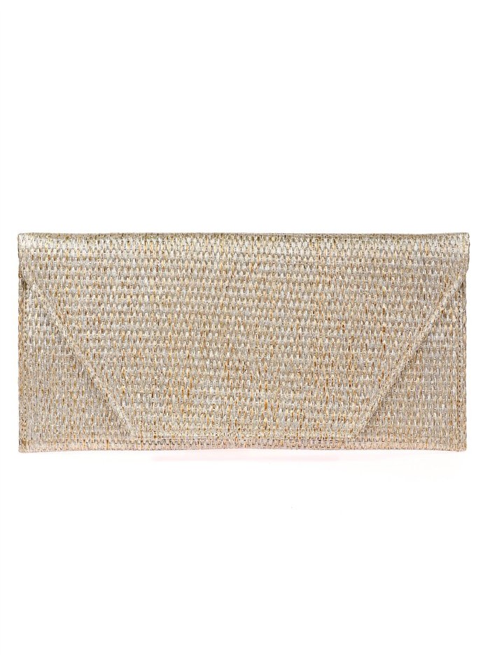 Rectangular raffia clutch bag