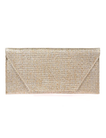 Rectangular raffia clutch bag
