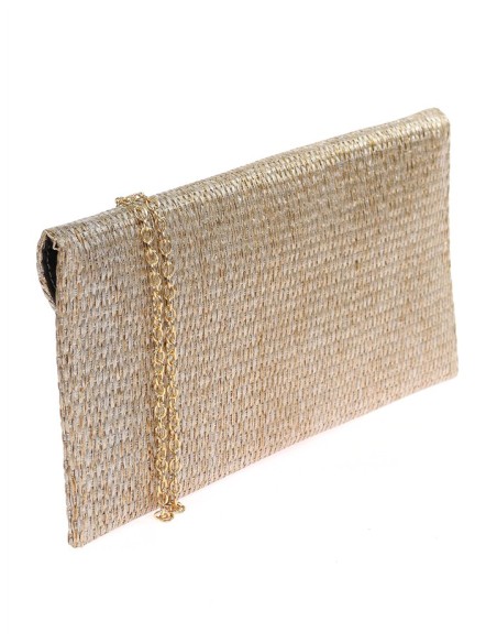 Rectangular raffia clutch bag