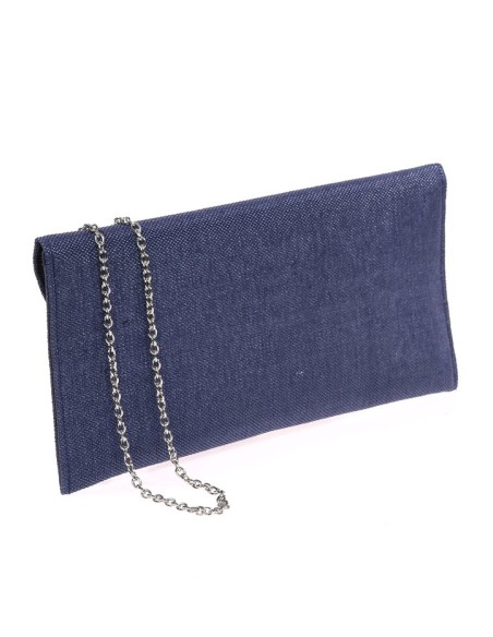 Rectangular raffia clutch bag