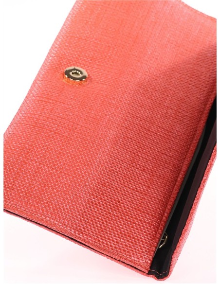 Rectangular raffia clutch bag