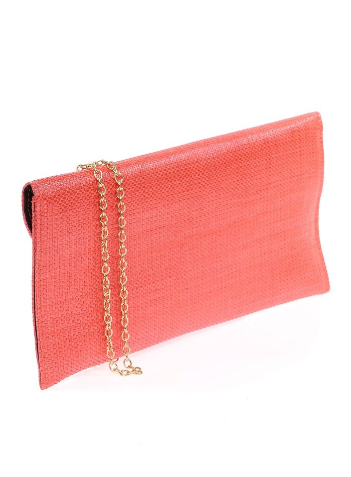 Rectangular raffia clutch bag