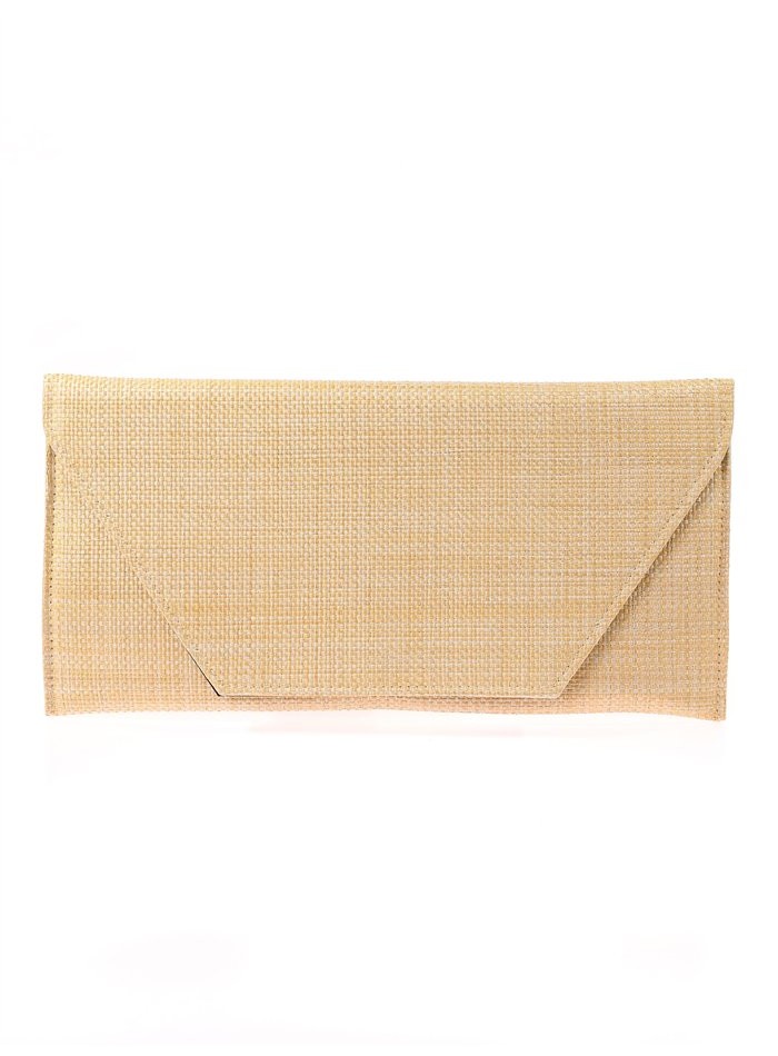 Rectangular raffia clutch bag