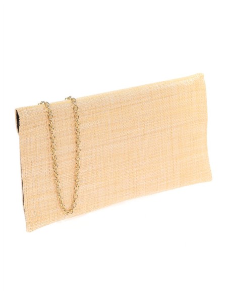 Rectangular raffia clutch bag
