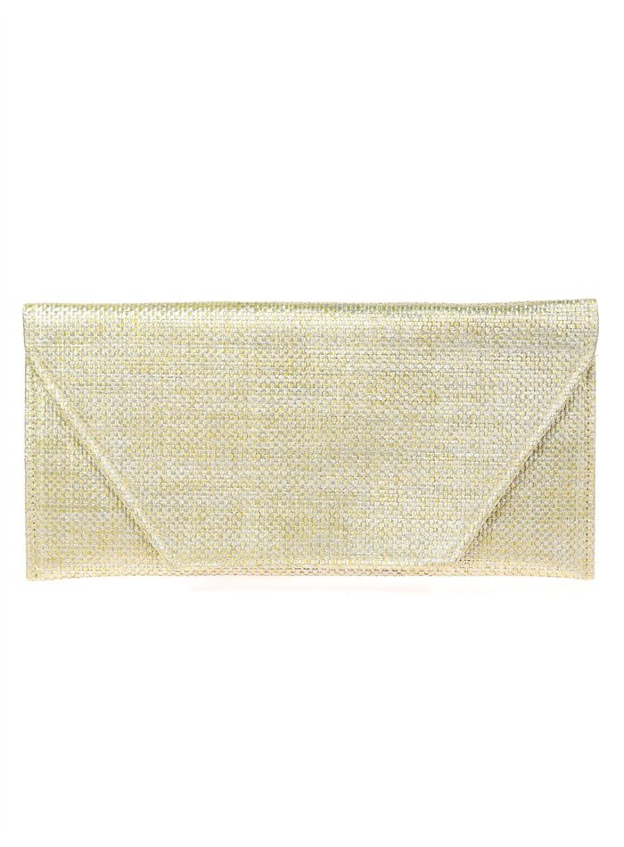 Rectangular raffia clutch bag