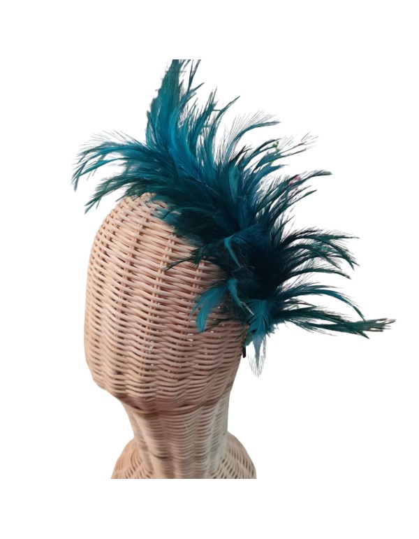 Petrol green feathered guest headband