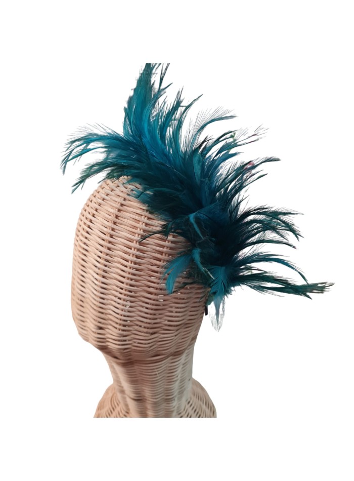 Petrol green feathered guest headband