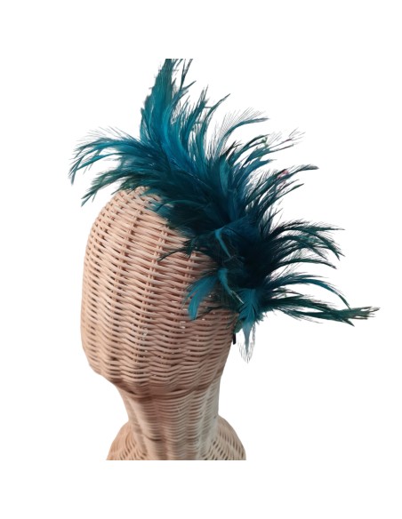 Petrol green feathered guest headband