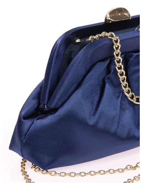 Cartera de mano para invitada en satén azul Cartera de mano para invitada en satén azul