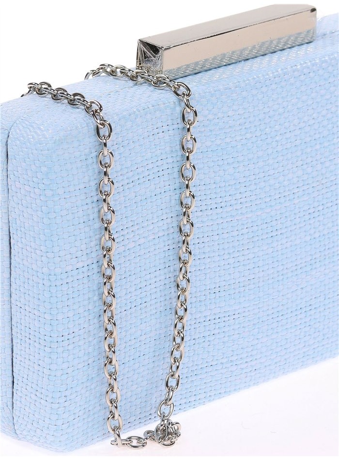 cartera de mano para invitada azul pastel