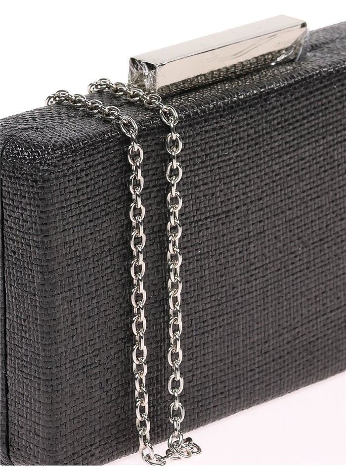 bolso de fiesta elegante para invitadas a bodas y eventos en rafia natural color negro