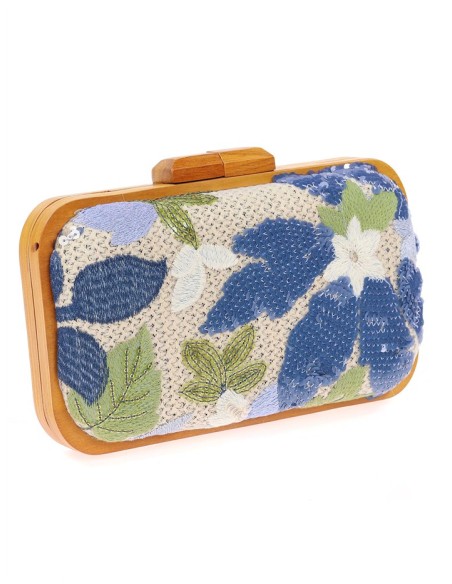 Handbag with hand-stitched floral rhinestones