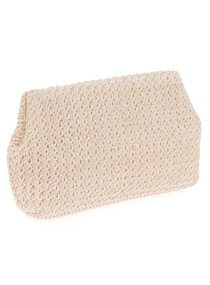 Raffia bag with magnet closure and long chain