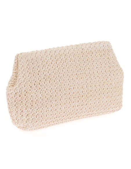 Raffia bag with magnet closure and long chain