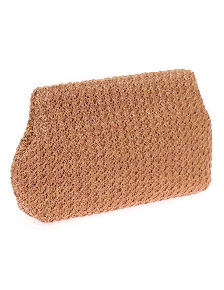 Raffia bag with magnet closure and long chain