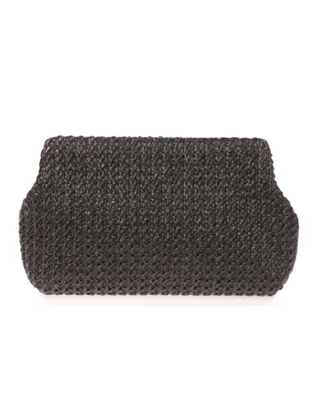 Sac en raphia avec fermoir aimanté et longue chaîne