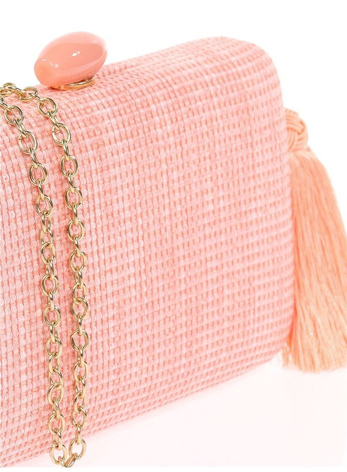 Handcrafted raffia party bag with tassel