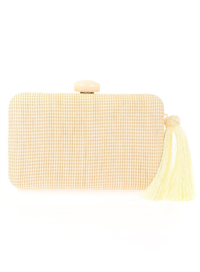 Handcrafted raffia party bag with tassel