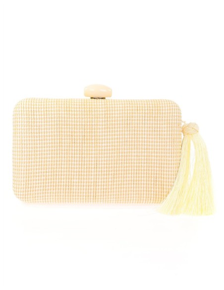 Handcrafted raffia party bag with tassel