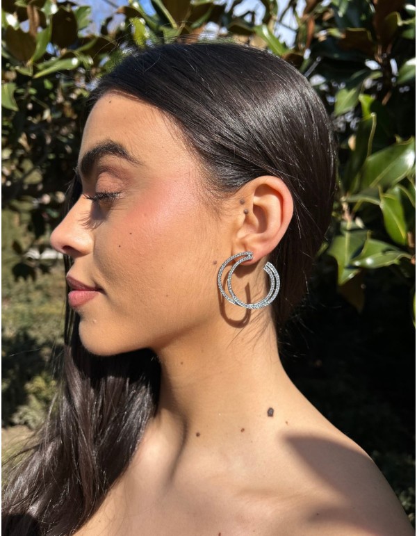 Silver hoop earrings with zirconia
