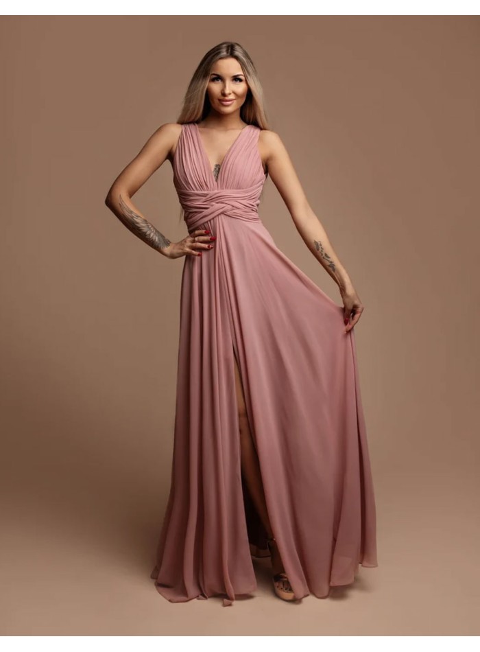 Robe de soirée longue avec décolleté en V à...