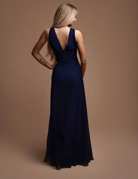 Robe de soirée longue avec décolleté en V à volants