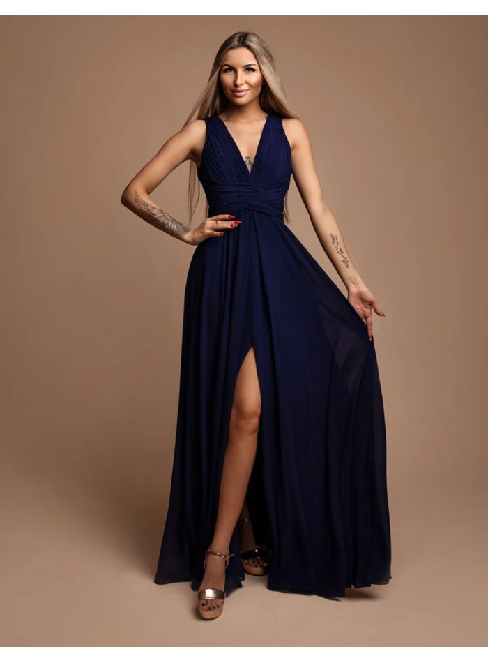 Vestido de fiesta largo con escote en pico...