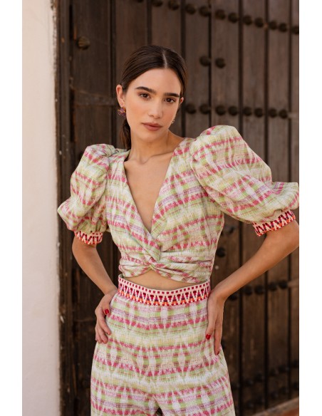 Conjunto dos piezas jacquard étnico verde Conjunto dos piezas jacquard étnico verde