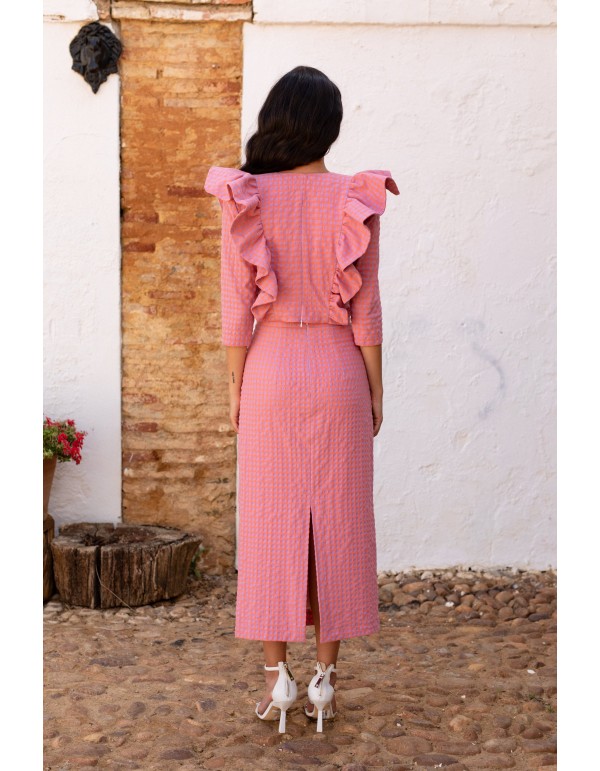 Conjunto blusa y falda rosa cuadros vichy 2