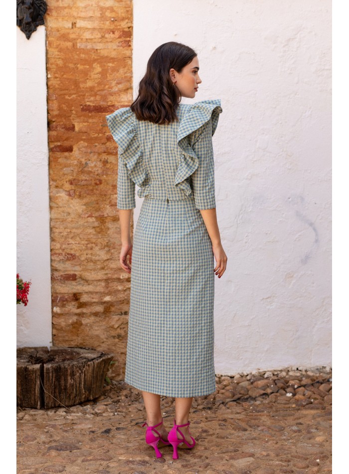 Green vichy guest set with ruffles