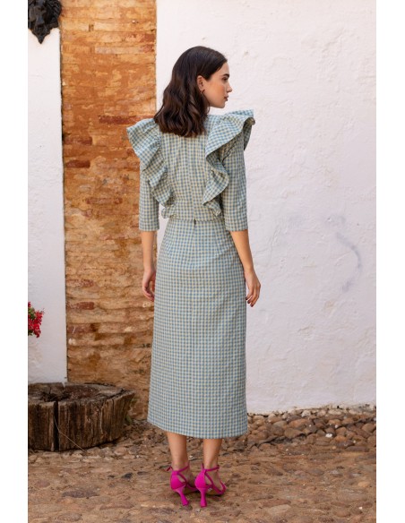 Green vichy guest set with ruffles