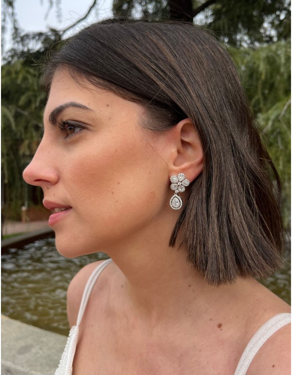 copy of Longues boucles d'oreilles avec cristaux et...