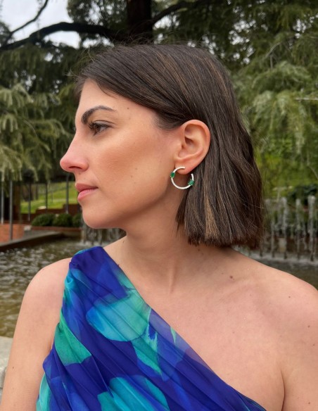 Circular party earrings with zirconia and stone