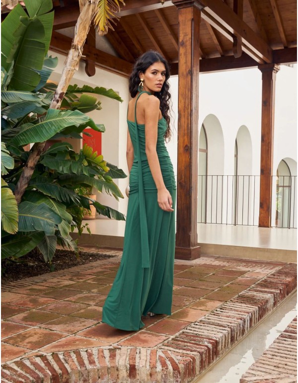 Falda larga verde en punto de seda 2