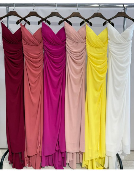 "Vestido elegante de fiesta con escote en V y espalda cruzada, confeccionado en tejido de alta calidad damas de honor