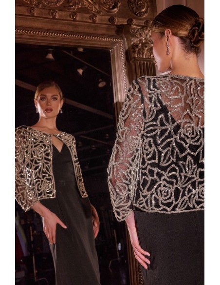 Robe de soirée longue avec veste en strass