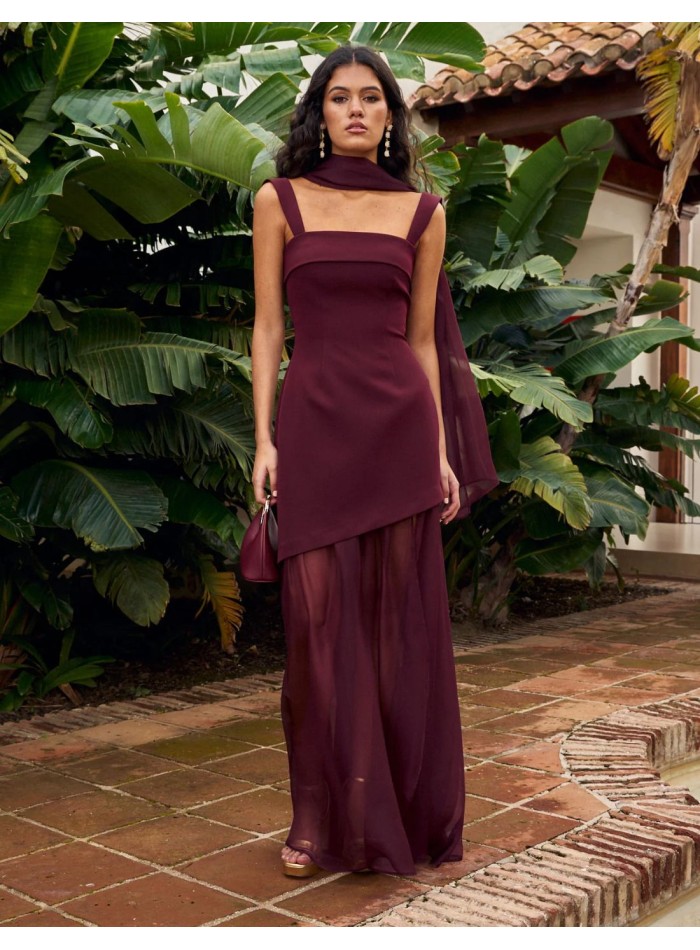 Vestido de fiesta largo con tirante grueso y...